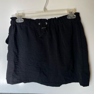JUST POLLY Black Drawstring Skirt XL | Casual Textured Skirt